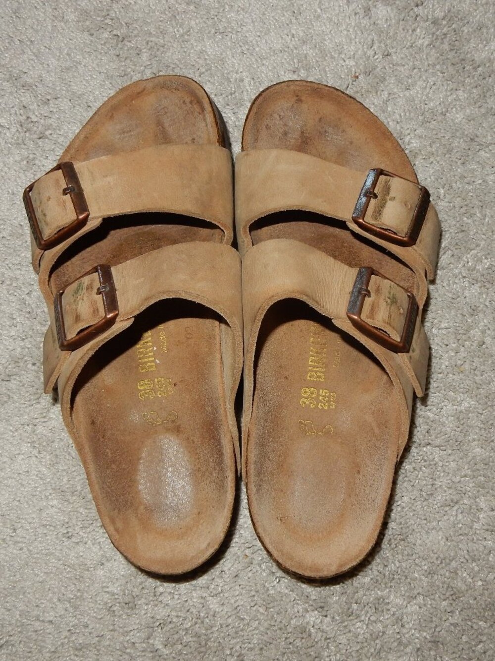 BIRKENSTOCK ARIZONA 38 light brown leather great condition womens 7.5 8 slip on